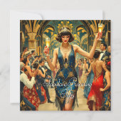 Invitation Fabuleux 50e Art déco des années 1920 Woman Blue (Devant)