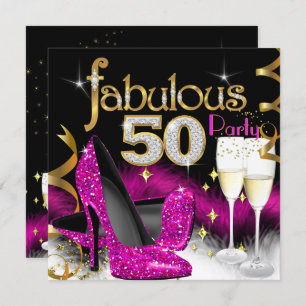 Invitation Fabuleux 50e Parties scintillant Champagne Hot Pin