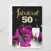 Invitation Fabuleux 50e Parties scintillant Champagne Hot Pin (Devant)