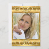 Invitation Fabuleux 50e Photo scintillante Gold Champagne Par (Dos)