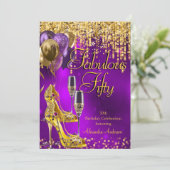Invitation Fabuleux 50e talons violets Parties scintillant Ch (Debout devant)