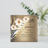 Invitation Fabuleux 50ème Brown d'or Beige Black Floral (Debout devant)