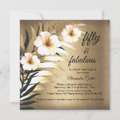 Invitation Fabuleux 50ème Brown d'or Beige Black Floral (Devant)