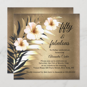 Invitation Fabuleux 50ème Brown d'or Beige Black Floral