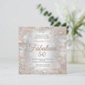 Invitation Fabuleux 50ème Fête Photo Silver Beige Snowflakes (Debout devant)