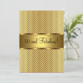 Invitation Fabuleux 50ème Gold Elegant Anniversaire Party (Debout devant)
