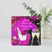 Invitation Fabuleux 50ème Hot Rose Parties scintillant High H (Debout devant)