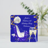 Invitation Fabuleux 50ème Parties scintillant Bleue Haut talo (Debout devant)