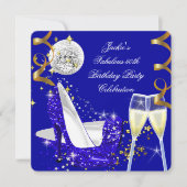 Invitation Fabuleux 50ème Parties scintillant Bleue Haut talo (Devant)