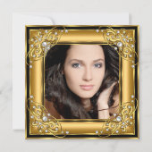 Invitation Fabuleux 50ème Photo Black Gold fête anniversaire (Dos)