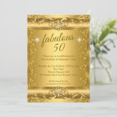 Invitation Fabuleux 50ème Photo scintillante Gold fête d'anni (Debout devant)