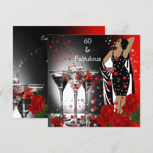 Invitation Fabuleux 60 60e Anniversaire Fête Rouge Roses Mart