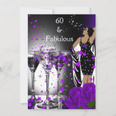 Invitation Fabuleux 60 60e anniversaire violet Roses Martini (Devant)