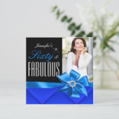 Invitation Fabuleux 60 Blue Elegant Photo Party Anniversaire (Debout devant)