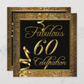 Invitation Fabuleux 60 Celebration Gold Black Anniversaire (Devant / Derrière)