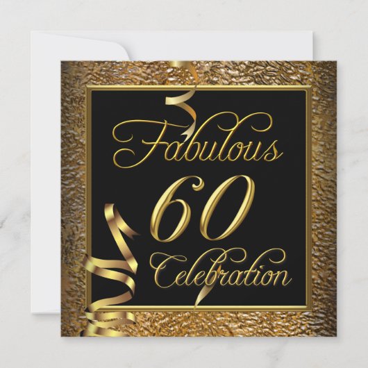 Invitation Fabuleux 60 Celebration Gold Black Anniversaire (Devant)
