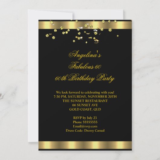 Invitation Fabuleux 60 Gold Silver Streamers 60e anniversaire (Dos)