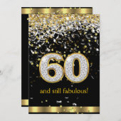Invitation Fabuleux 60 Gold Silver Streamers 60e anniversaire (Devant / Derrière)