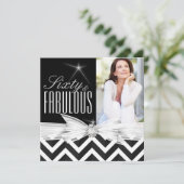 Invitation Fabuleux 60 Photo Chevron Black White Anniversaire (Debout devant)