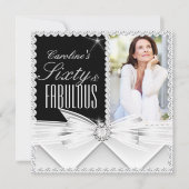 Invitation Fabuleux 60 Photo Elégant noir blanc Anniversaire  (Devant)