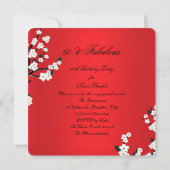 Invitation Fabuleux 60 Photo Elegant Red Blossom Anniversaire (Dos)