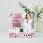 Invitation Fabuleux 60 Photo Elegant Rose Blossom Anniversair (Debout devant)