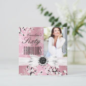 Invitation Fabuleux 60 Photo Elegant Rose Blossom Anniversair (Debout devant)
