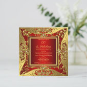 Invitation Fabuleux 60 Red Gold Floral fête d'anniversaire (Debout devant)