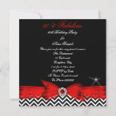 Invitation Fabuleux 60 Rouge Chevron Noir Blanc Anniversaire  (Dos)