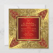 Invitation Fabuleux 60 Rouge or Anniversaire de la fête Diamo (Devant)