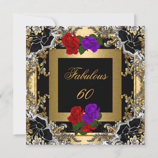 Invitation Fabuleux 60 violet rouge Rose or noir argent (Devant)