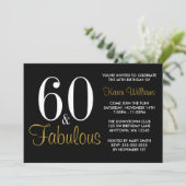 Invitation Fabuleux 60e fête d'anniversaire Black and Gold (Debout devant)