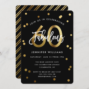 Invitation Fabuleux 60e   Soirée d'Anniversaire d'Or Design m