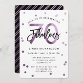 Invitation Fabuleux 70e | Lilac moderne violet fête d'anniver (Devant / Derrière)