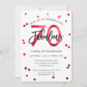 Invitation Fabuleux 70e | Moderne Elegant Red Anthday Party (Devant)