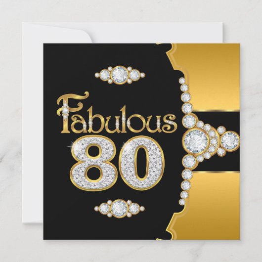 Invitation Fabuleux 80 80e anniversaire Gold Black Diamond (Devant)