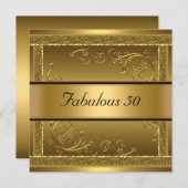 Invitation Fabuleux à 50 Anniversaire de la fête d'or Invitat (Devant / Derrière)