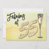 Invitation Fabuleux à 55 Anniversaire Pastel Aquarelle (Devant)