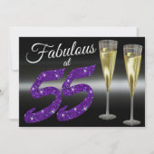 Invitation Fabuleux à 55 Fille Anniversaire Purple Parties sc (Devant)