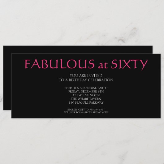 Invitation fabuleux à soixante ans;anniversaire (Devant / Derrière)