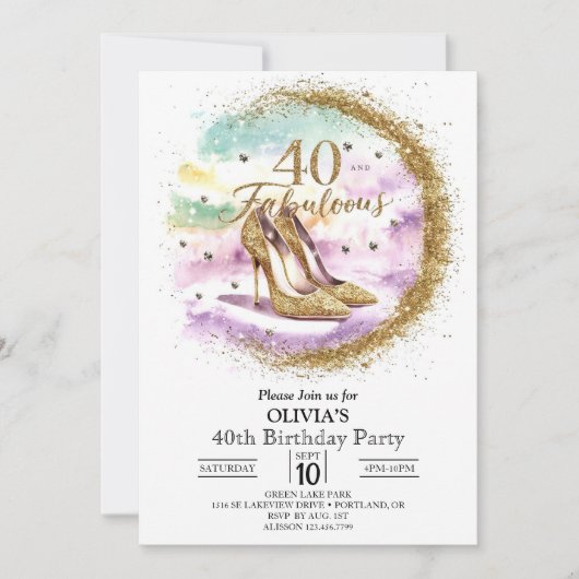 Invitation Fabuleux Adulte Digital Gold 40e anniversaire (Devant)