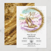 Invitation Fabuleux Adulte Digital Gold 40e anniversaire (Devant / Derrière)