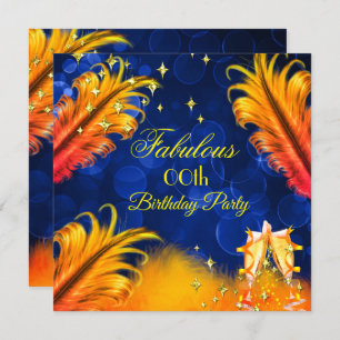 Invitation Fabuleux Anniversaire Blue Gold Jaune Champagne Pa