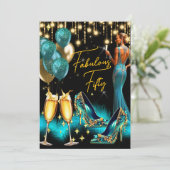 Invitation Fabuleux Anniversaire Champagne Bleu Turquoise Rob (Debout devant)