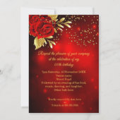 Invitation Fabuleux Anniversaire Champagne Robe Rouge Rose Or (Dos)