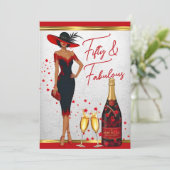 Invitation Fabuleux Anniversaire Glamour Femme Champagne Roug (Debout devant)