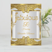 Invitation Fabuleux anniversaire Gold White Pearls Golden Fra (Debout devant)