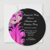 Invitation Fabuleux anniversaire Hot Pink Gold Masquerade Par (Dos)