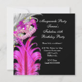 Invitation Fabuleux anniversaire Hot Pink Gold Masquerade Par (Dos)