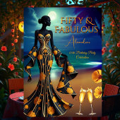 Invitation Fabuleux Anniversaire Lune Plage Jaune Or Bleu